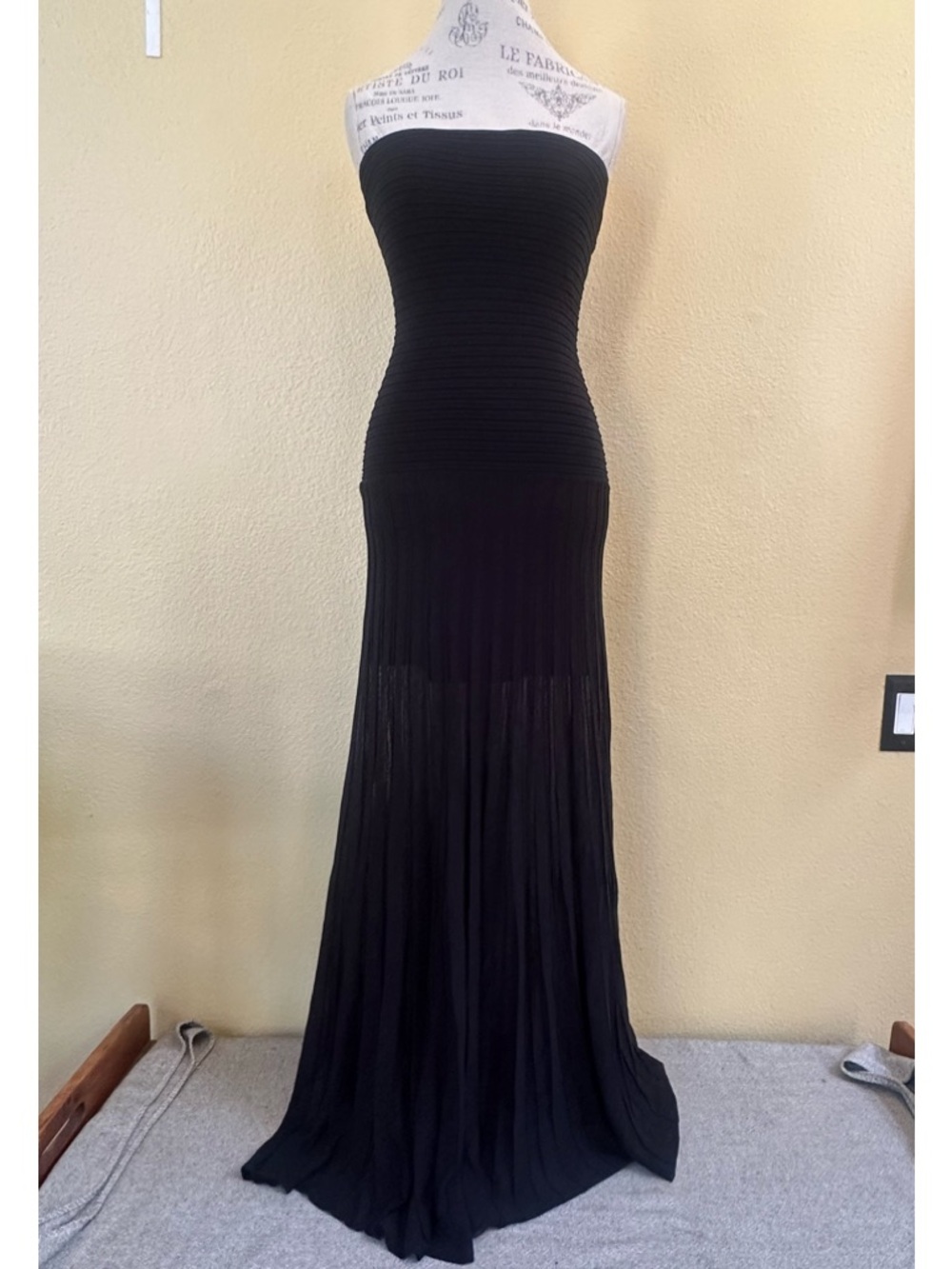 COS Black Ribbed Bandeau Maxi Dress Sheer Pleated Skirt Size XS Like New! - Picture 6 of 12